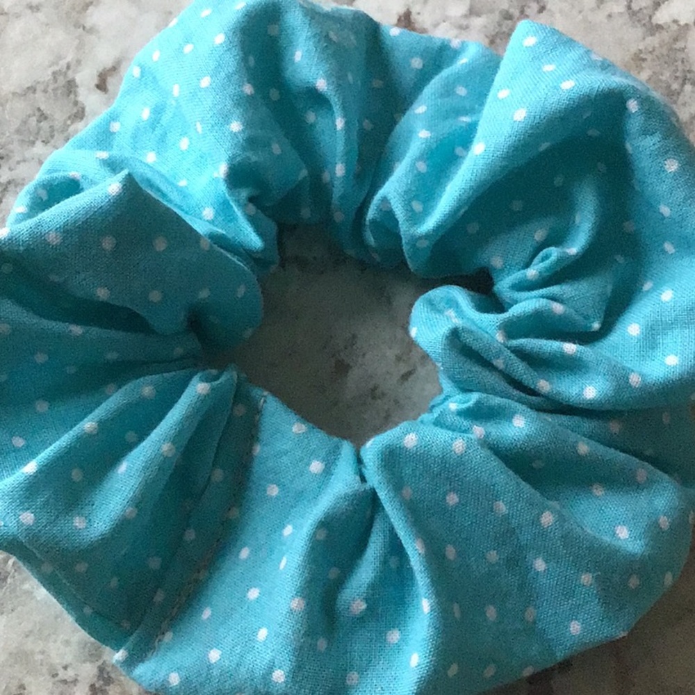 Turquoise aqua polkadots polkadots scrunchy VSCO